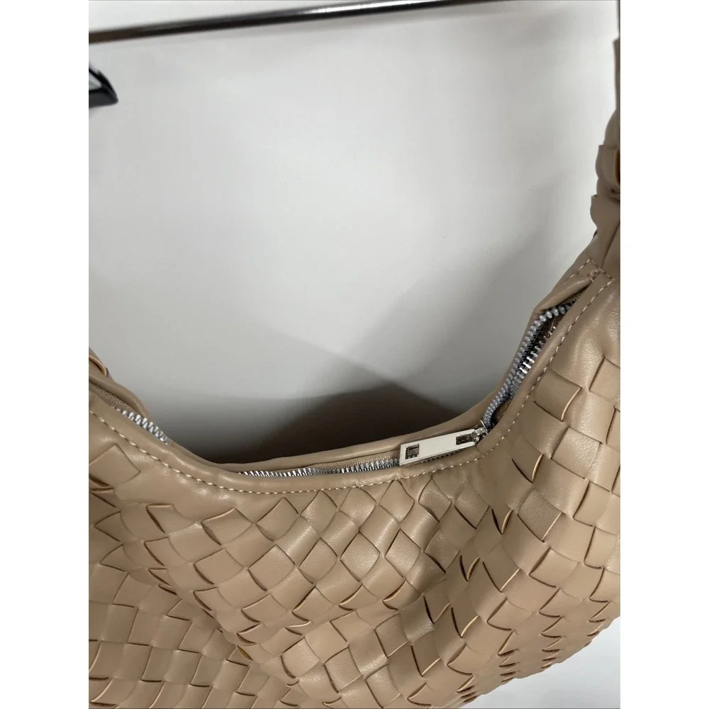 Alyssa‎ Hobo Bag Women's Brown Woven Leather Top Handle Slouchy Shoulder Bag NWT